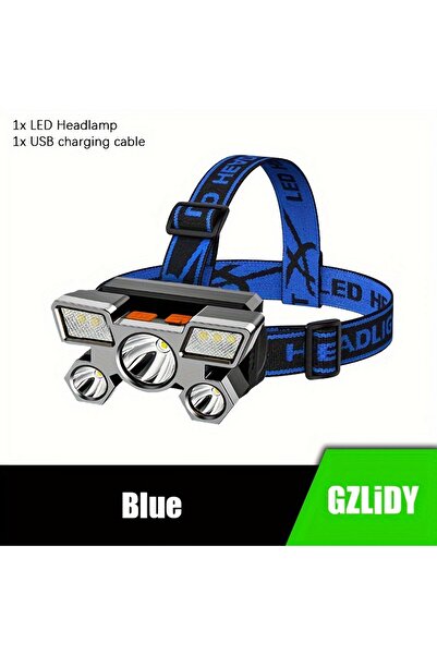 Choice مصباح أمامي LED T5 أزرق قابل لإعادة الشحن عبر USB، 5 حبات مصباح، 4 أوض...