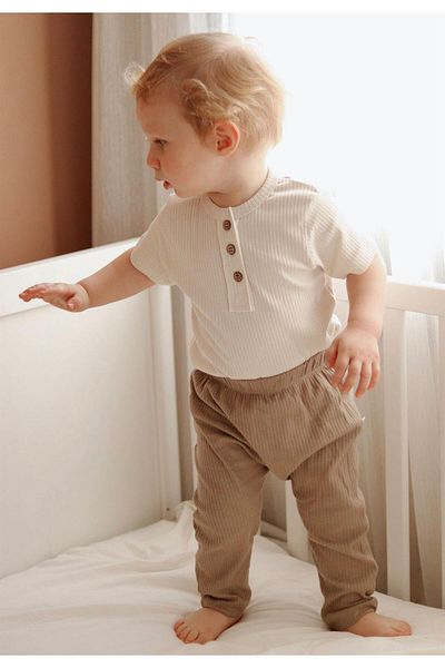 Cigit Basic Bodysuit 0-3 Years Light Beige