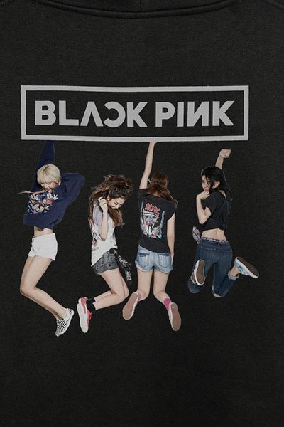 Kendim Seçtim Negru Roz Blackpink Casetă Muzică Coreea de Sud Hanorac imprimat față și spate Hanorac cu glugă unisex