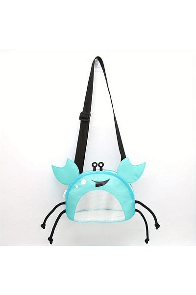 GlassySKY Children's Beach Toy Bag with Mesh Zipper and Crab Figure, Beach Toy, Holiday Sea Beach Bag