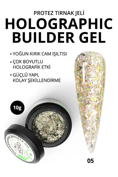 MOMO professional Holographic Builder Gel, Nail Art için Protez Tırnak Jeli N...