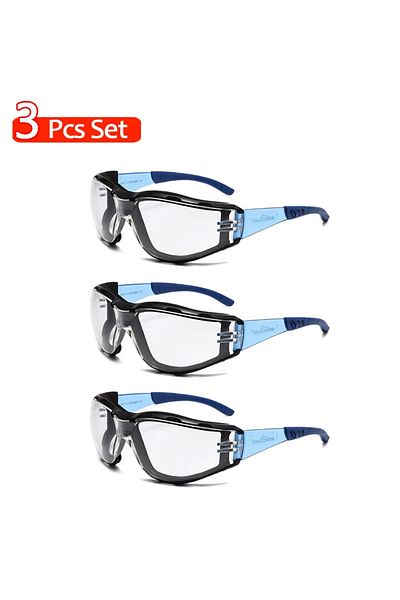 Choice 3 Pcs Blue Safety Goggles Glasses Sport Eye Protection Soft Foam Gasket Goggles For Shooting Woodwor
