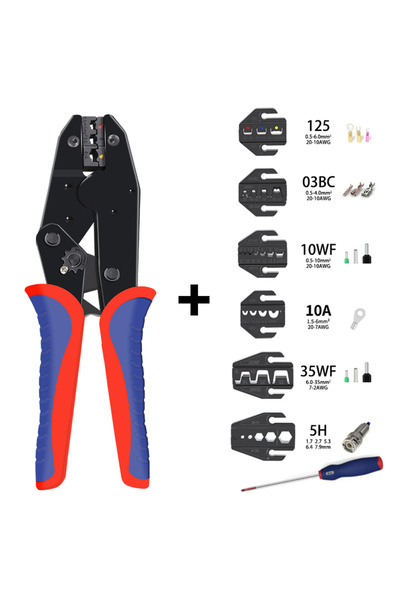 Choice طقم كماشة تجعيد طرفية معزولة مسبقًا HS30J بستة فكوك على شكل حرف L، غطا...