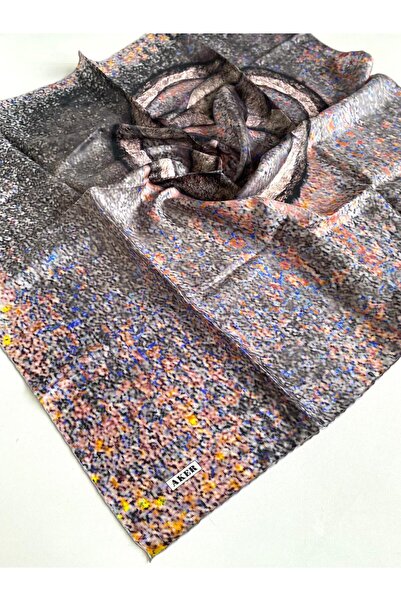 Aker Γκρι μεταξωτό μαντήλι με μικτό σχέδιο Tivil 31931