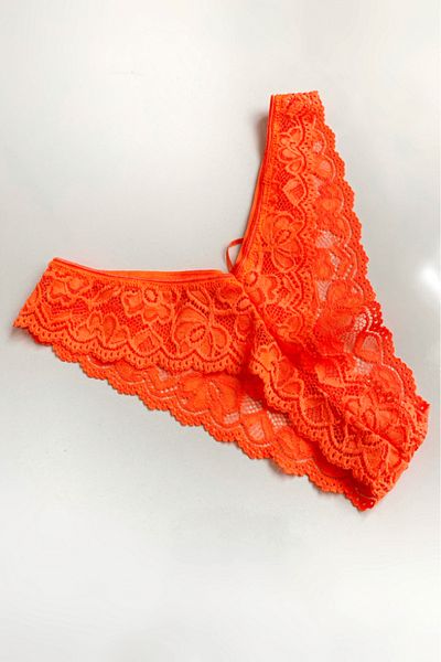 Gece İncisi Orange Lace Neon Thong