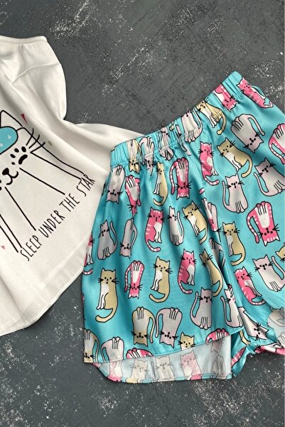 gc gece incisi Set pantaloni scurți imprimați pisici