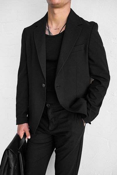 ablukaonline Men's Slim Fit Suit Black