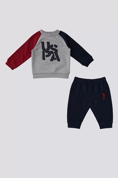 U.S. Polo Assn. Baby Boy 2-Piece Set - Gray Melange