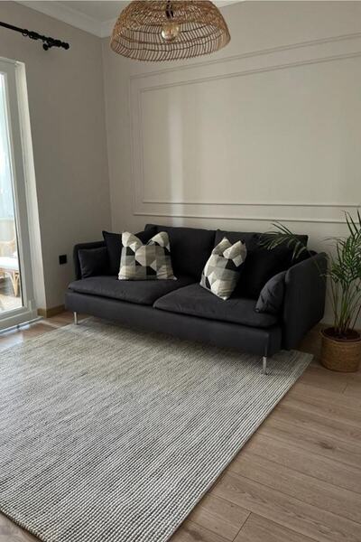 Apex Gala 2201 Gri Halı, Modern Bukle Halı, Salon Halısı, Yolluk