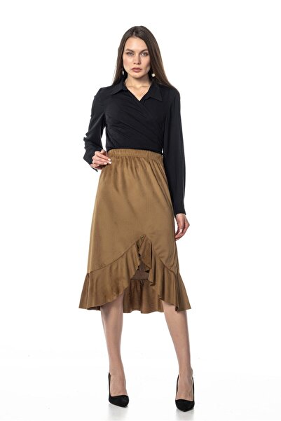 Swass Women's Brown Corduroy Skirt