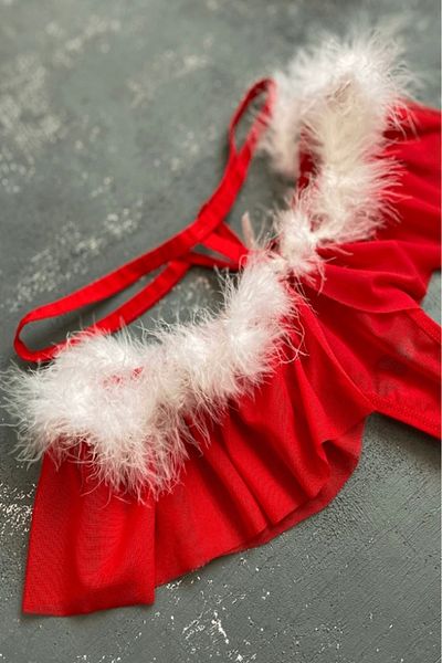Gece İncisi Transparent Tulle Elastic and Feather Detailed String
