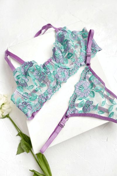 gc gece incisi Set sutien brodat floral