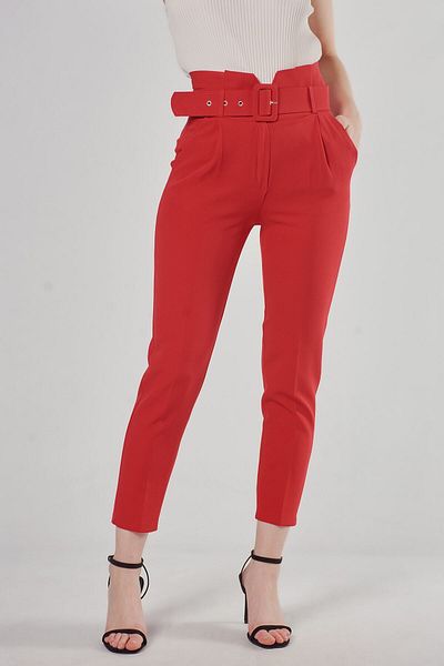Swass Thick Belted Red Trousers