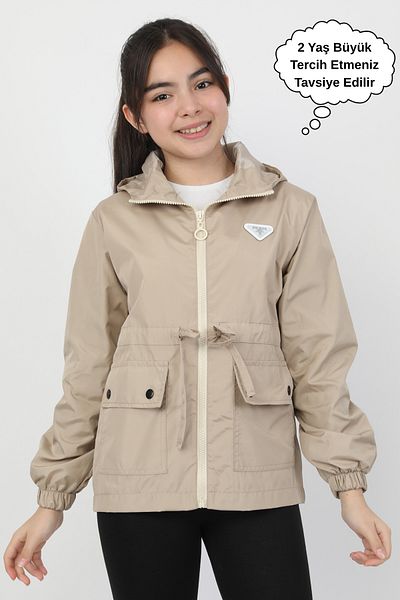 ASYAKİDS CLUB Girl's Hooded Seasonal Raincoat with Pockets and Lined Pockets