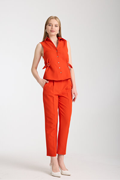 Swass D Buckle Detailed Vest Trousers Suit Orange
