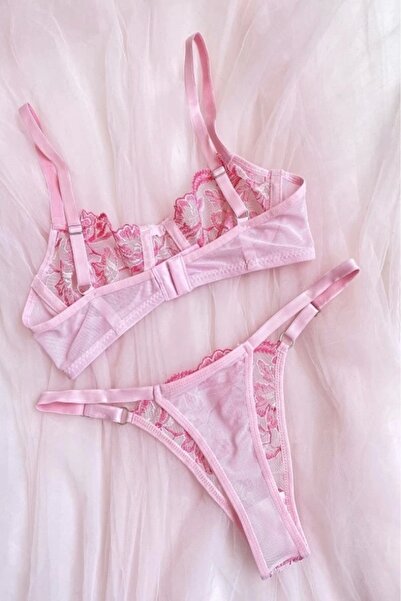 gc gece incisi Σουτιέν και ασημί κεντημένο κοστούμι με λουλούδια