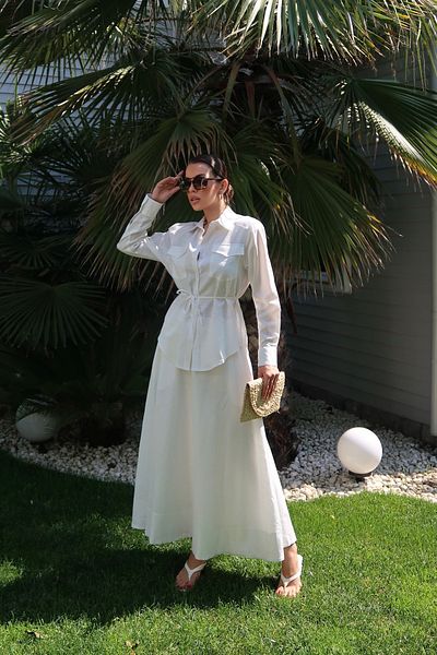 Swass Palma Summer Jess Linen Flared Skirt White