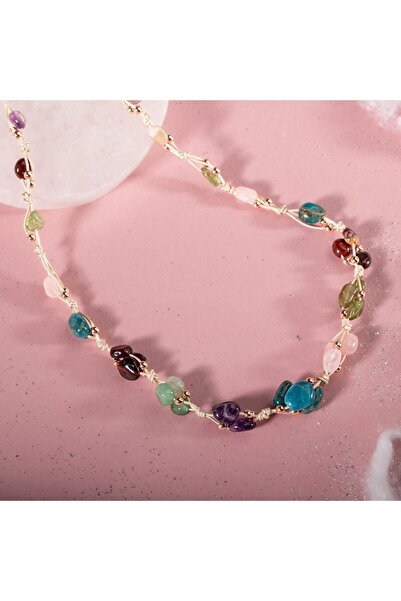 OSMANLI DOĞAL TAŞ Başak Burcu Doğal Taş Natürel Makrome Kolye