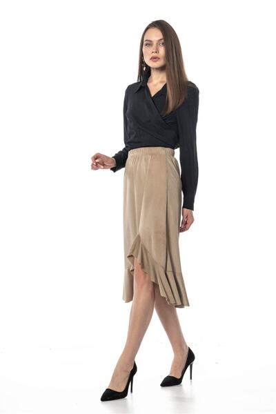Swass Women's Beige Corduroy Skirt