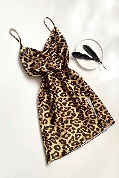 gc gece incisi Σατέν νυχτικό με σχιστό λαιμόκοψη