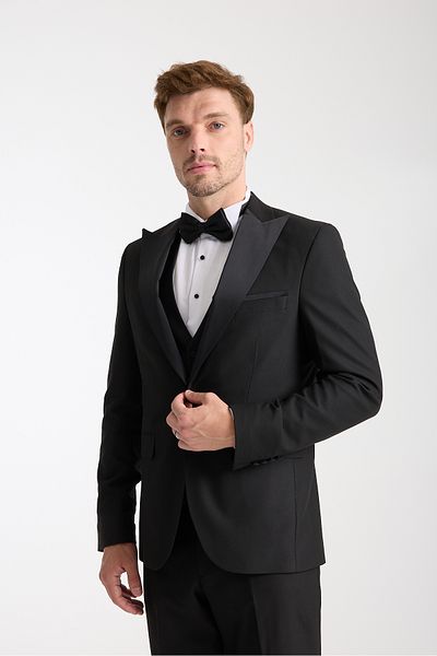 Ted Davıd Slim Fit Vest Plain Groom Suit Tuxedo