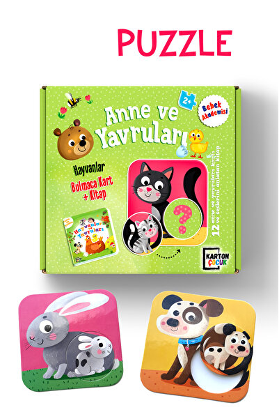 Dikkat Atölyesi Yayınları Hayvanlar Ve Yavruları 12 Parça (PUZZLE KARTON KİTAP)