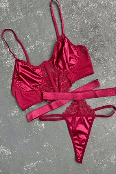 gc gece incisi Satin Detailed Bustier Set