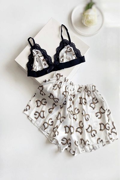 Gece İncisi Ecru Printed Shorts Set