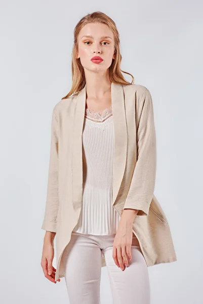Swass Beige Women's Blazer Jacket with Pocket Detail