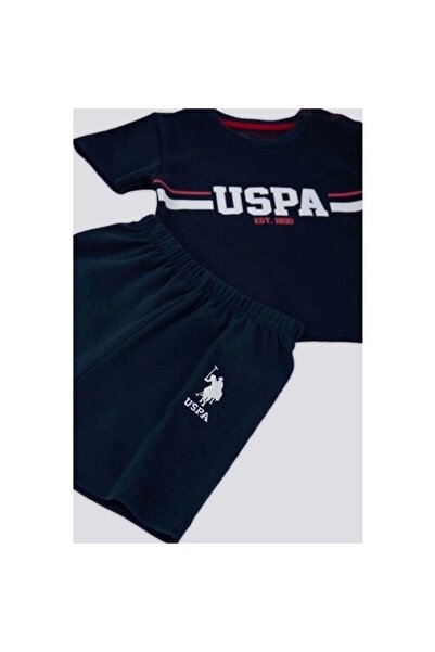 U.S. Polo Assn. Stripe Lacivert Bebek Tshirt Takım Usb1092
