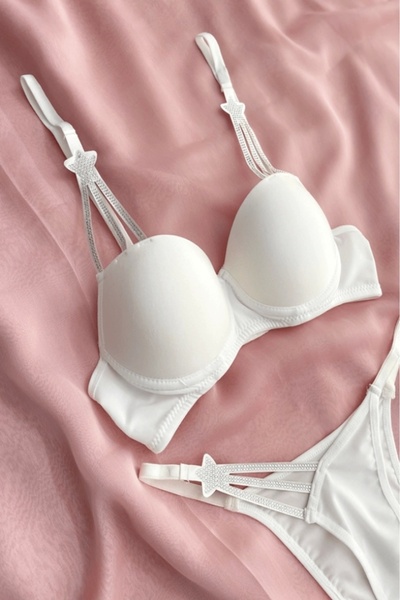Gece İncisi Σετ σουτιέν με λεπτομέρεια Ecru Star