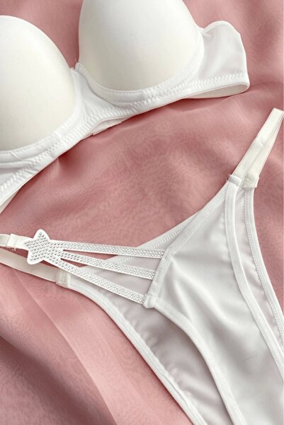 Gece İncisi Σετ σουτιέν με λεπτομέρεια Ecru Star