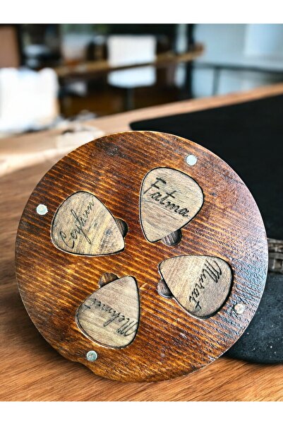 Donizetti Kişiye Özel Hediye Ahşap Gitar Pena Kutusu ve 4 Adet Pena Seti - Kl...