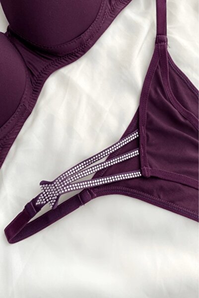 Gece İncisi Purple Star Detailed Supported Bra Set