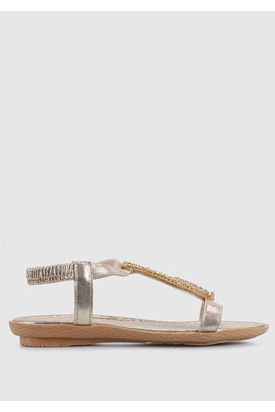 Provoq Gold Women's Flat Sandals