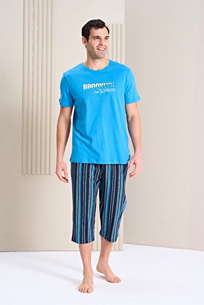 Over Sleep by Poleren Men's Pajama Set Capri & Bermuda Short Sleeve