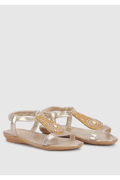 Provoq Gold Women's Flat Sandals