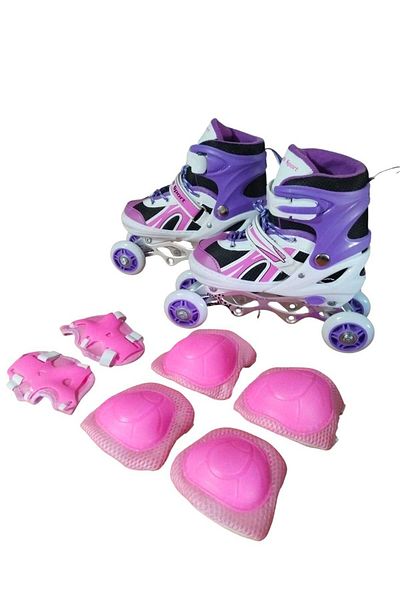 CANSPORT Konsep Can Sport Purple Lighted Adjustable Practice Skating and Protection Set