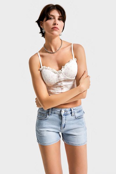 its basic Women's Denim Color 4S5-3 Mini Length Full Stretch Lycra Fabric Denim Shorts
