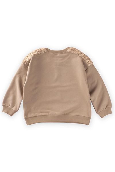 Cigit Plush Shoulder Garnished Sweatshirt 2-10 Years Mink