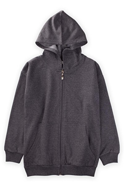 Cigit Cardigan cu glugă și fermoar pentru ospătar 9-13 ani Antracit