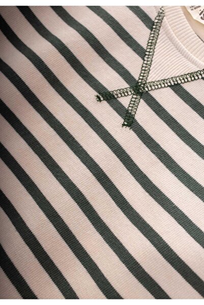 Cigit Striped Knitwear Sweater 2-10 Years Khaki Green