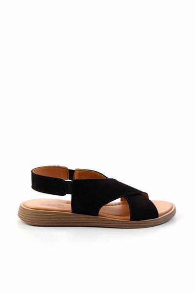 Bambi Black Leather Women's Sandals K05906131402