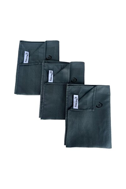 PELLA-EU Mikrofiber Cam Bezi 3 Parça Genel Temizlik Bezi Mutfak Banyo Yüzey 3'lü Koyu Gri
