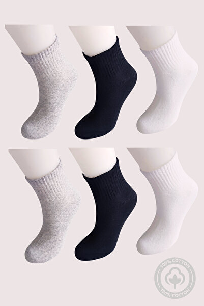 DİLRUBA AVM جوارب جامعية عالية الجودة، أسود، أبيض، رمادي، 6 أزواج