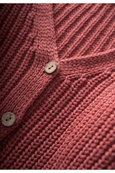Cigit Long Thessaloniki Knitwear Cardigan 1-5 Years Dried Rose