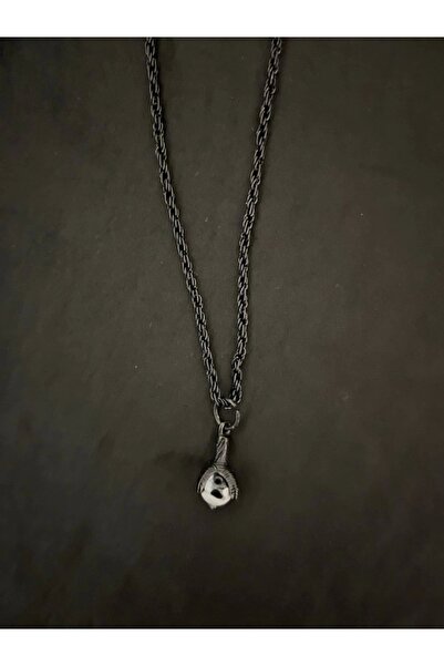 GOSSİP TEAM Antik Gotik Gümüş Kaplama Unisex Siyah Toplu Pençe Zincirli Kolye