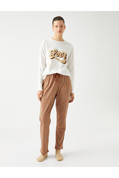 Koton Pyjama-Set aus bedruckter, gemusterter Baumwolle mit langen Ärmeln