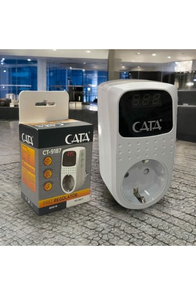 Cata CT-9187 Dijital Akım Korumalı Priz LED Ekranlı 4000W Voltaj Koruma 150-280V Aşırı Akım Gerilim