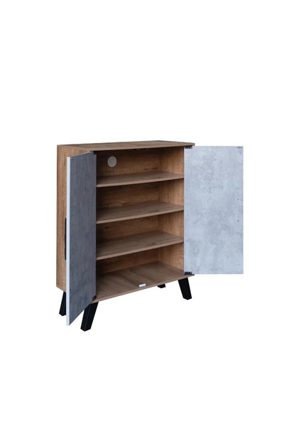 Generic Two-Door Shoe Cabinet with 4 Shelves - Brown and Grey